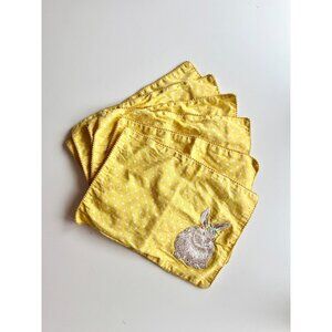 Lot of 6 TABITHA WEBB Yellow Polka Dot 100% Cotton Embroidered Bunny Placemats
